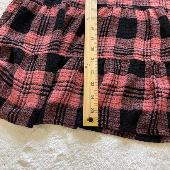 Anthropologie Cloth & Stone Women's Mini Dress Size L Plaid Pink Boho Peasant - Picture 9 of 9